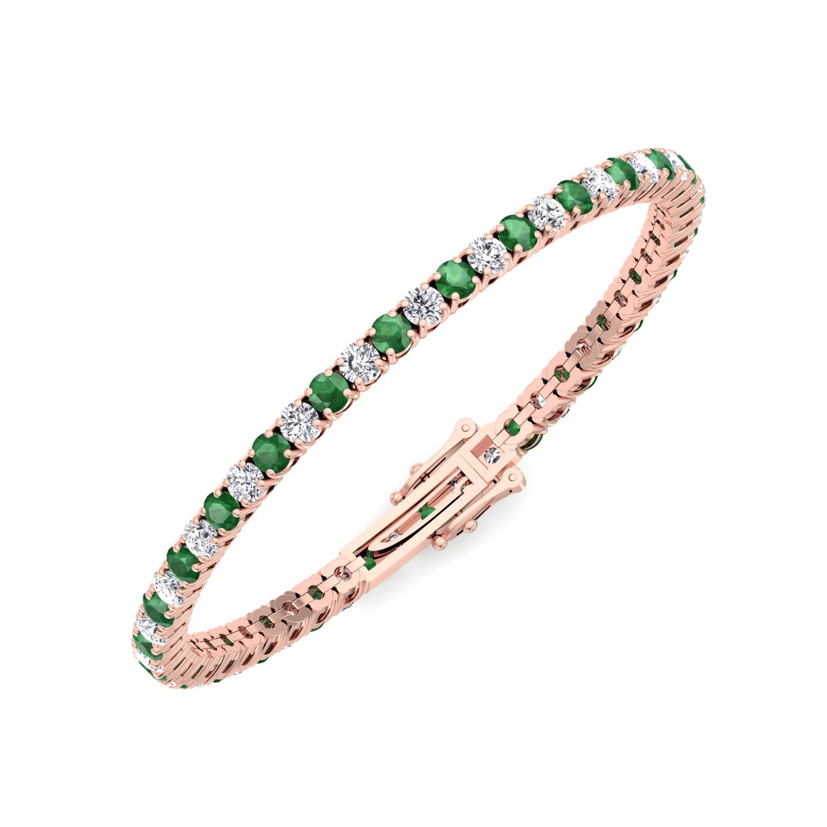 Estelle - Natural Diamond & Emerald Tennis Bracelet - Gem Jewelers Co