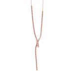 Crown Prong Knot Style Diamond Lariat Necklace Rose Gold
