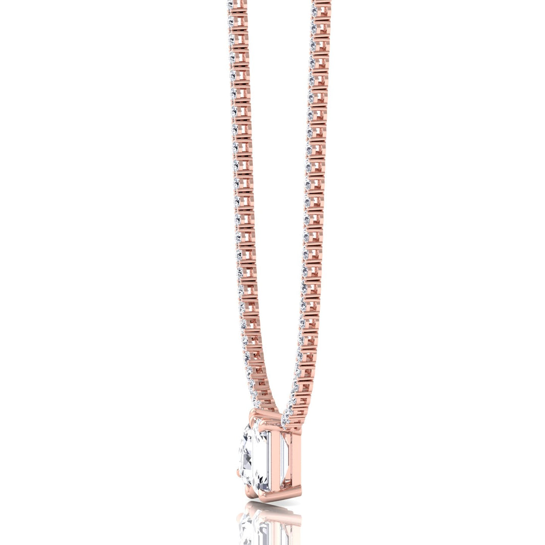 Toi Et Moi Pear and Emerald Natural Diamond Tennis Necklace