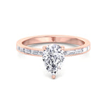 Gina - Pear Shape Diamond Engagement Ring with Baguette Shape Channel Set Side Stone Band - Gem Jewelers Co