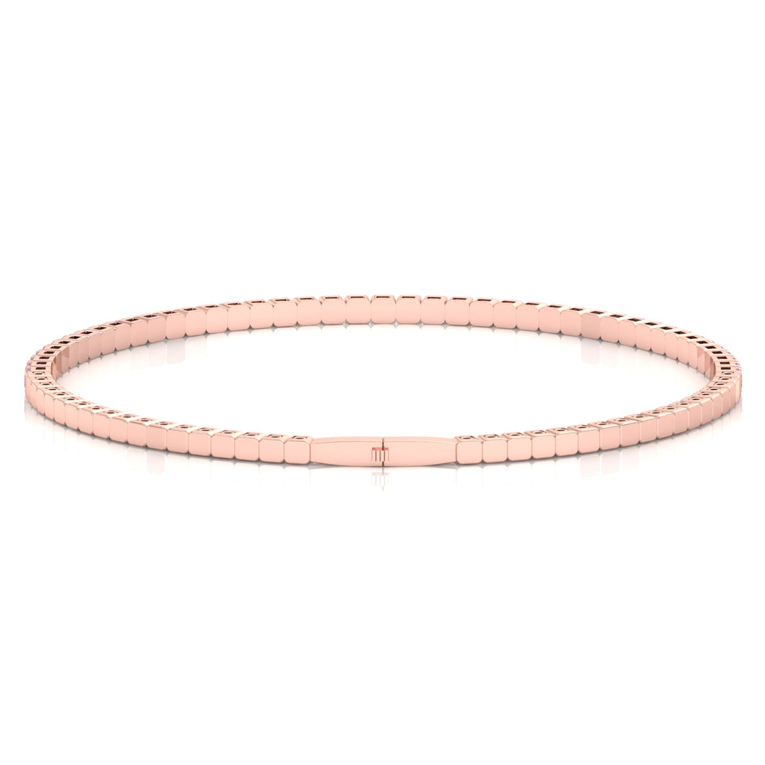 Flexible Natural Pink Sapphire Bangle 14K Solid Gold