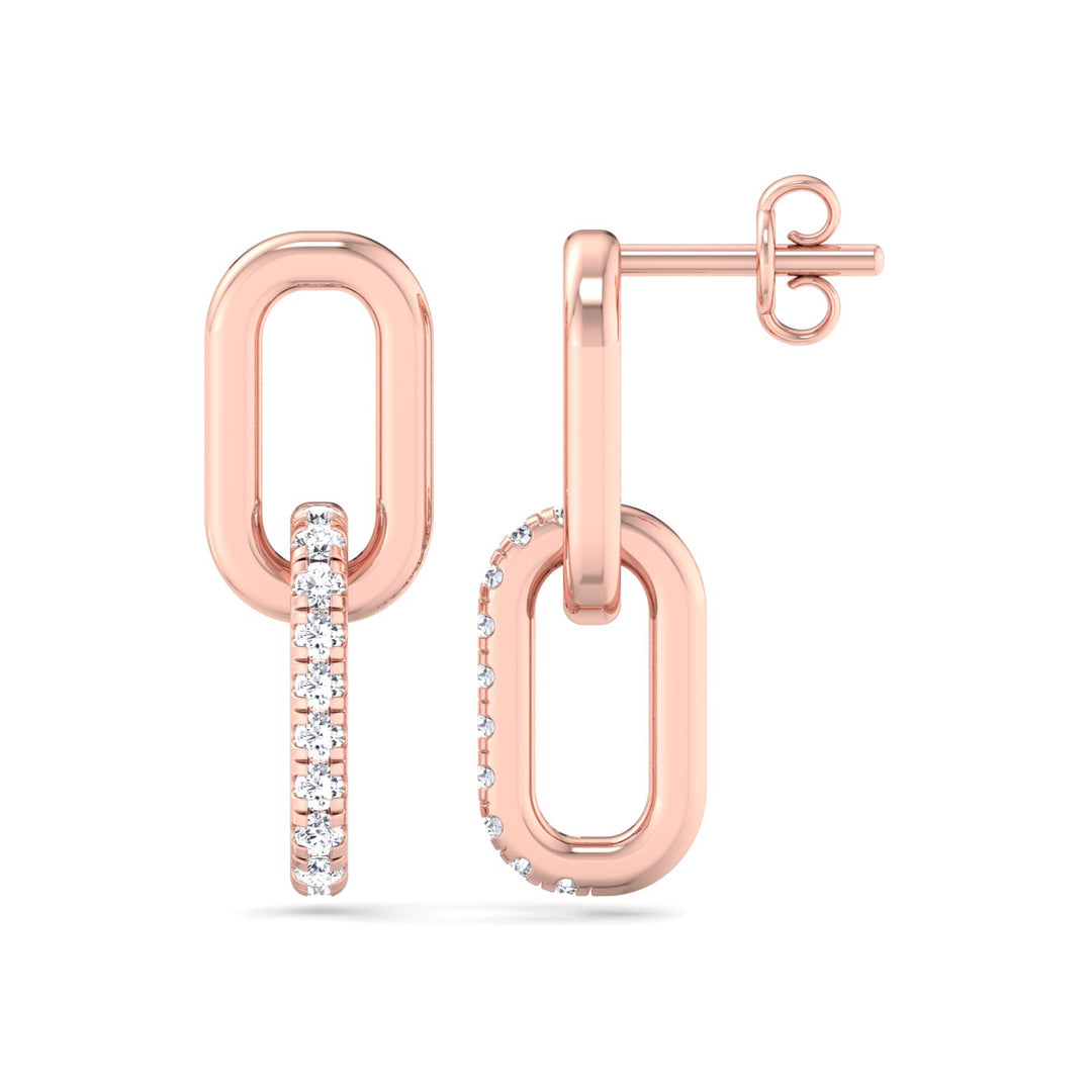 .45CT T.W. Paperclip Chain Natural Diamond Earrings