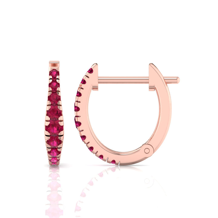 Natural Red Ruby Graduated Round Shape Huggie Hoop Earrings RG 4
