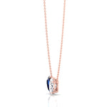 Natural Pear Shape Sapphire and Oval Diamond Pendant Rose Gold 14K