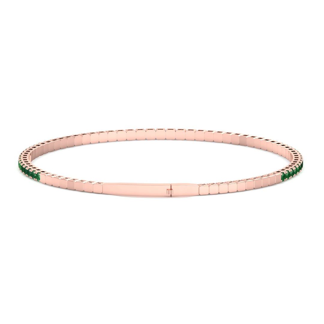 Chiara - Flexible Natural Emerald Bangle in 14K Solid Gold - Gem Jewelers Co