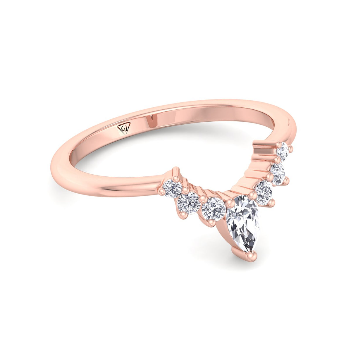 RG Pear Shape Natural Diamond Curved Tiara Engagement Ring 2