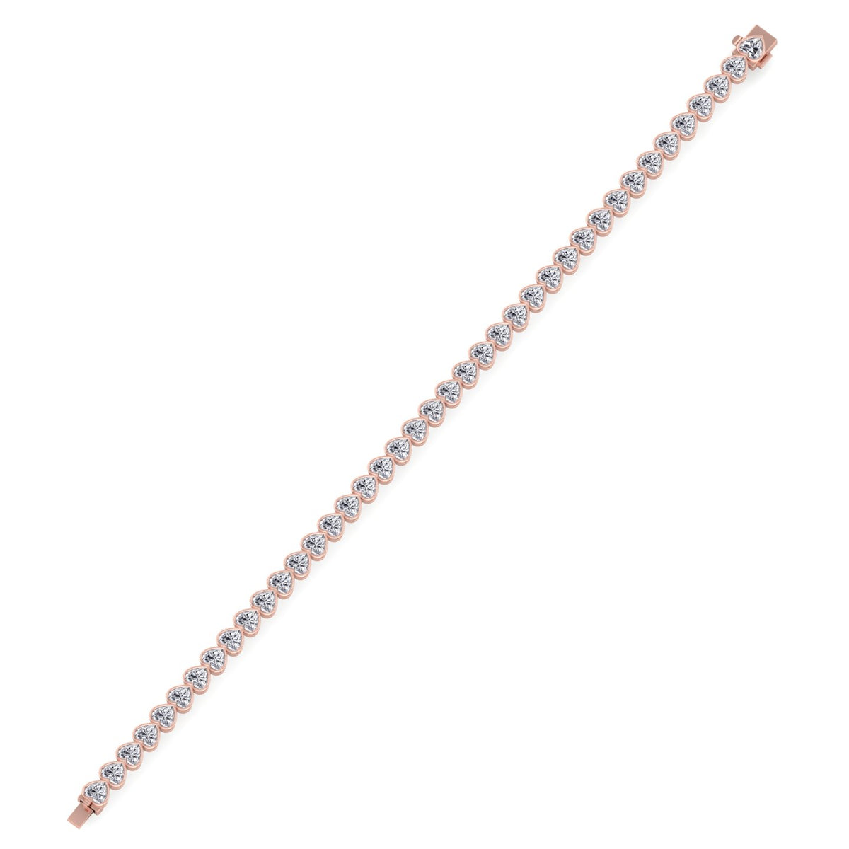 Elaria - East to West Heart Shape Bezel Set Natural Diamond Tennis Bracelet - Gem Jewelers Co