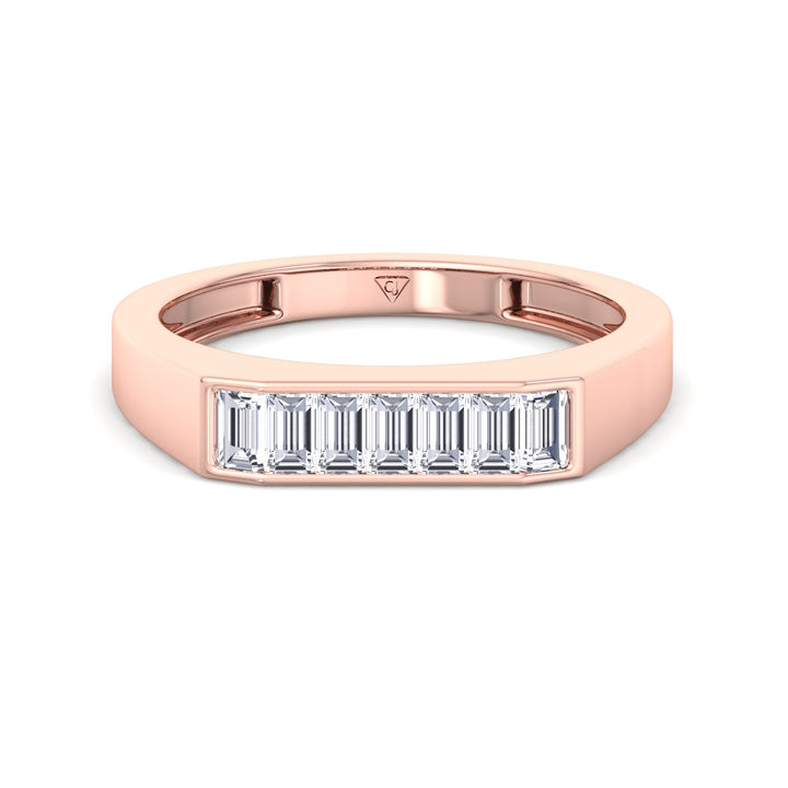 Baguette Shape Channel Setting Natural Diamond Wedding Band Rose Gold 14K