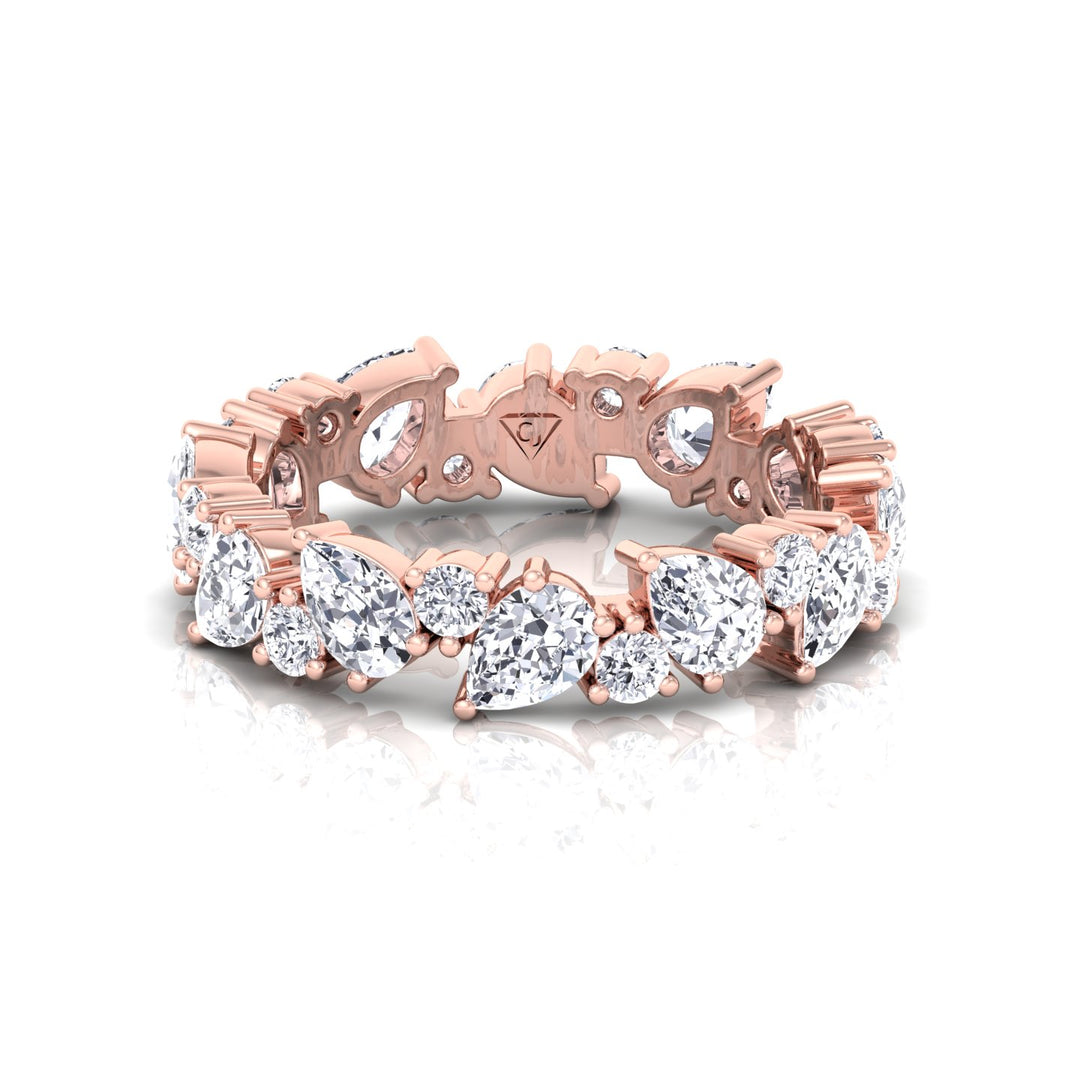 Pear & Round Shape Natural Diamond Cluster Eternity Band