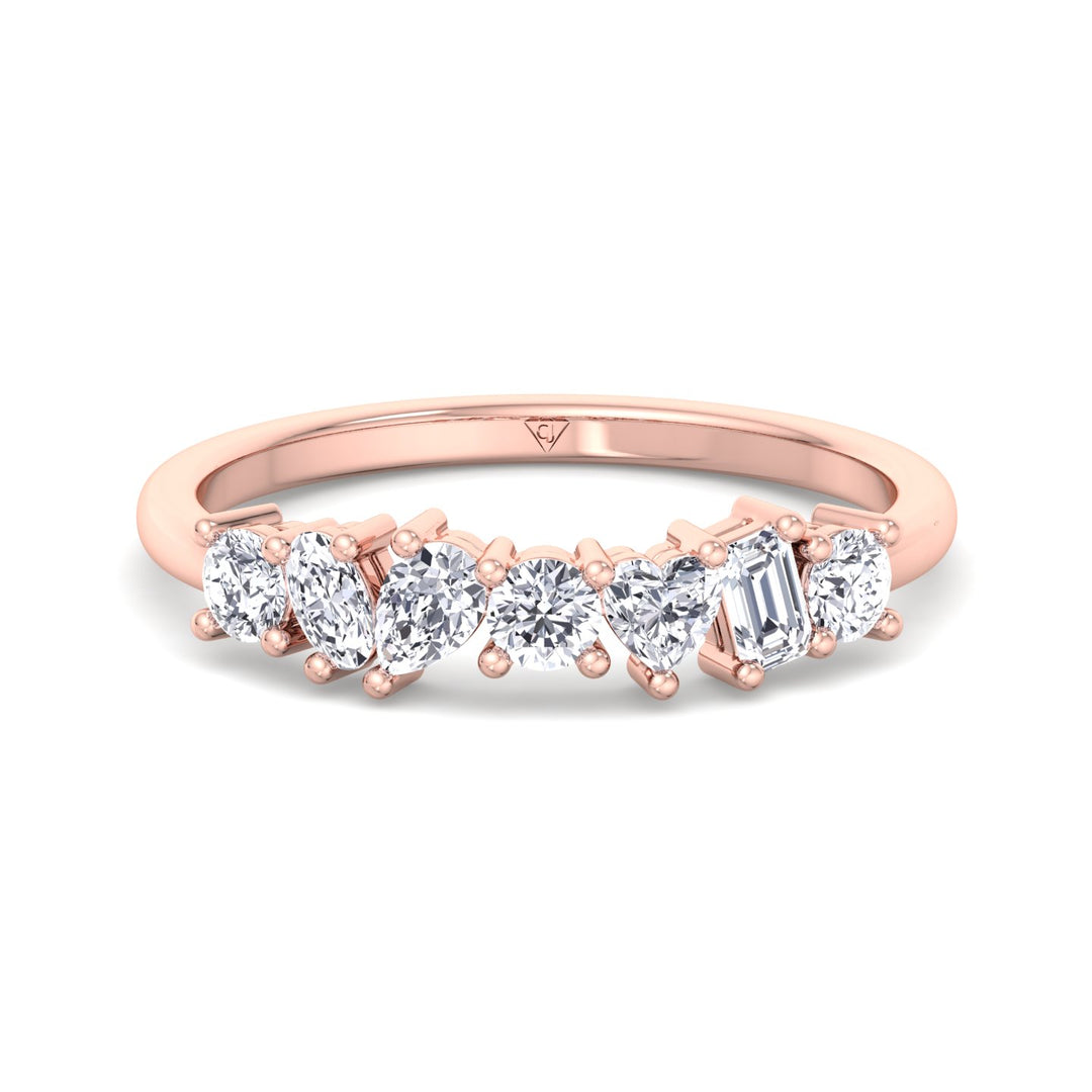 Multi Shape Half Way Natural Diamond Eternity Band Rose Gold 14K