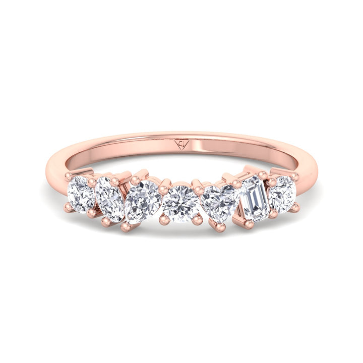 Multi Shape Half Way Natural Diamond Eternity Band Rose Gold 14K