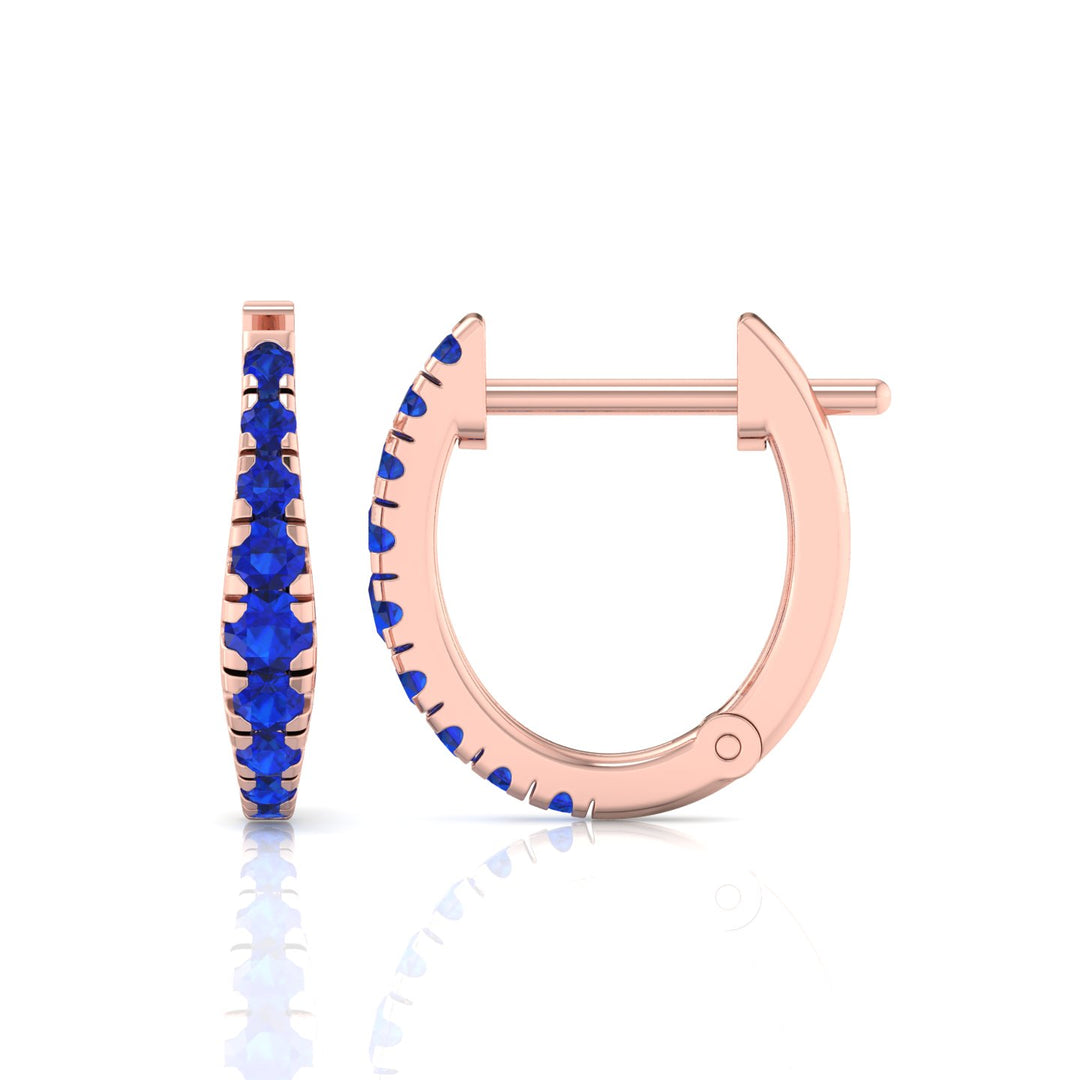 Natural Blue Sapphire Graduated Round Shape Huggie Hoop Earrings  RG 3