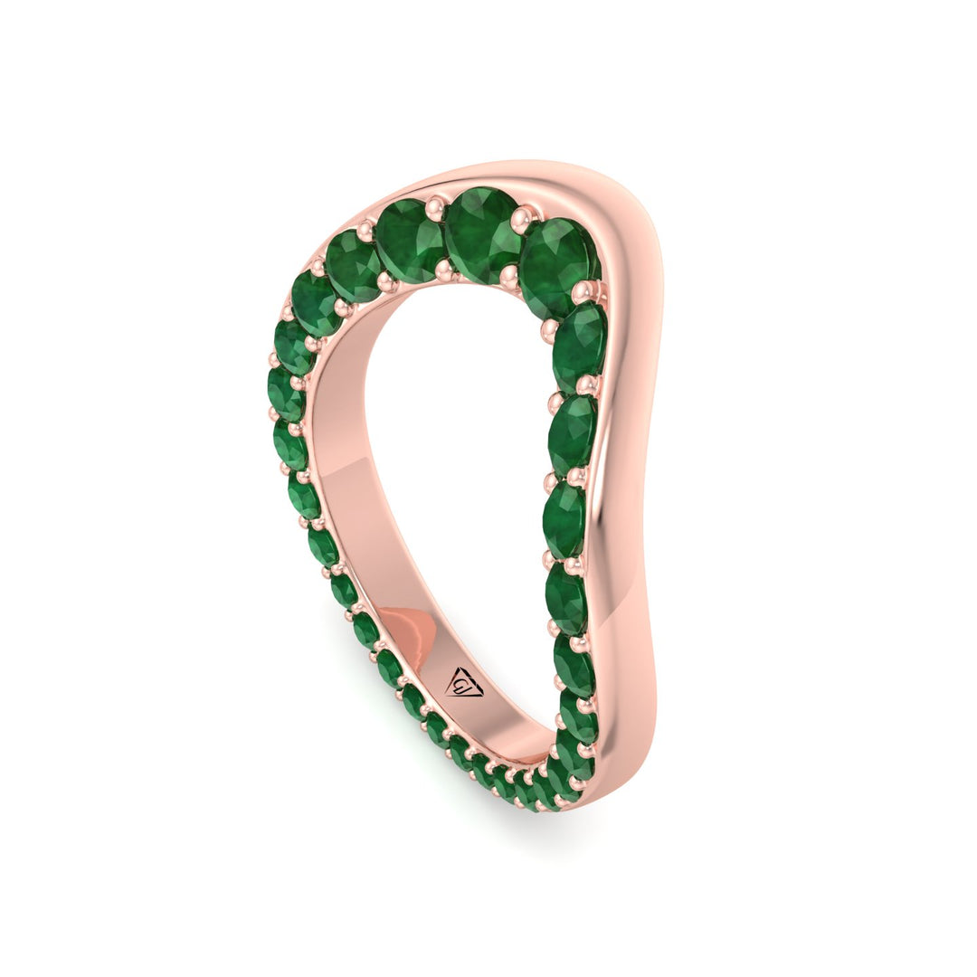 Natural Green Emerald Invisible Halo Eternity Band Rose Gold 