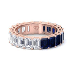 Gala - Emerald Shape Diamond and Blue Sapphire Eternity Band - Gem Jewelers Co