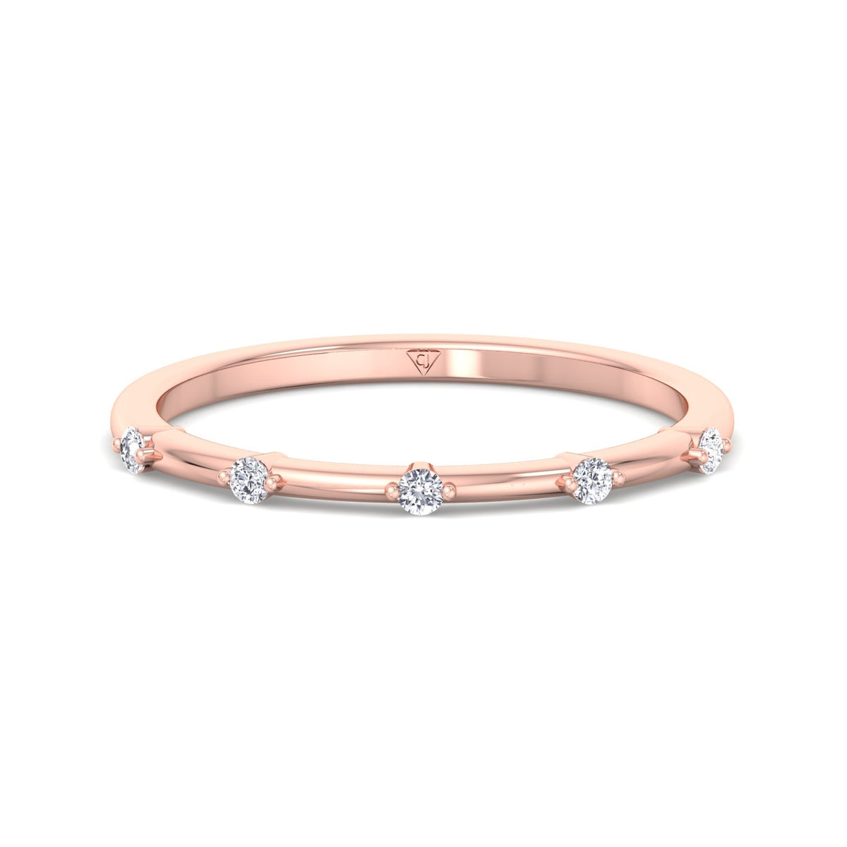 Myra - 5 Stone Round Diamond Dainty Ring Single Prong - Gem Jewelers Co