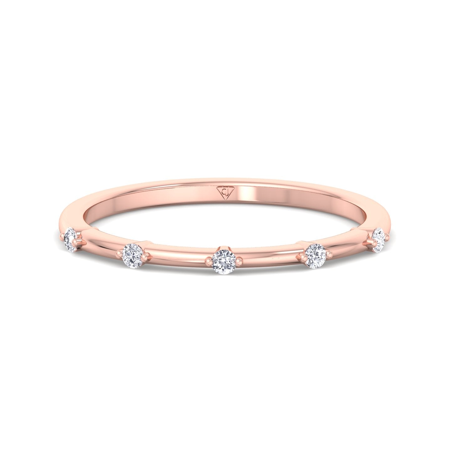 Myra - 5 Stone Round Diamond Dainty Ring Single Prong - Gem Jewelers Co