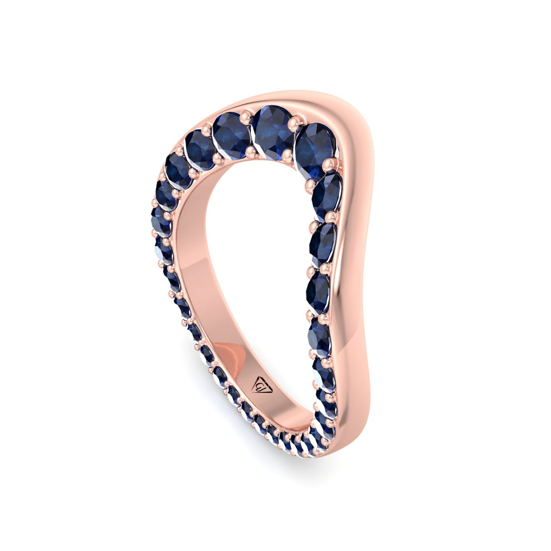 Natural Blue Sapphire Invisible Halo Eternity Band Rose Gold 