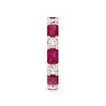 Alternating Natural Emerald Shape Red Ruby and Round Shape Diamond Eternity Band Rose