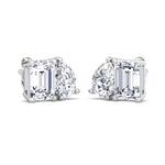 Emerald and Pear Shape Toi Et Moi Natural Diamond Studs white 2