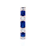 Alternating Natural Emerald Shape Blue Sapphire and Round Shape Diamond Eternity Band Rose