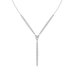 Natural Eternity Style Diamond Lariat  Necklace 18K White Gold