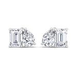 Emerald and Pear Shape Toi Et Moi Natural Diamond Studs white