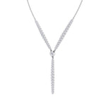 Natural Eternity Style Diamond Lariat  Necklace 14K White Gold