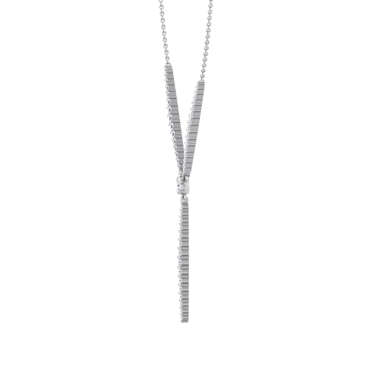 Natural Eternity Style Diamond Lariat  Necklace White Gold