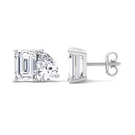 Emerald and Pear Shape Toi Et Moi Natural Diamond Studs white 4