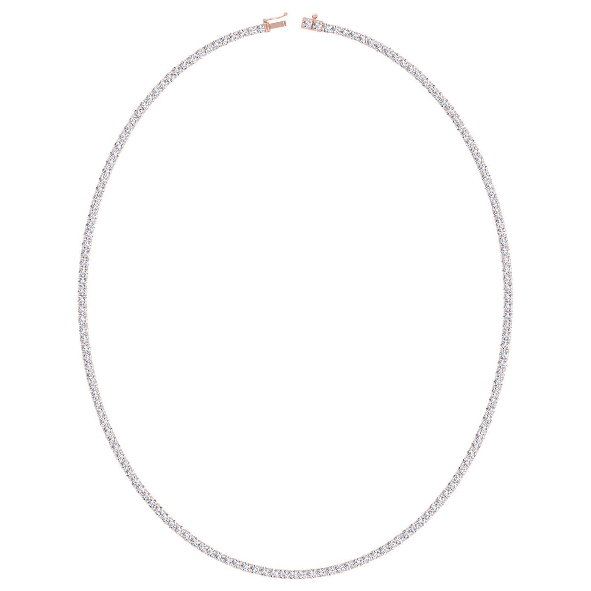 6CT 4-Prong Natural Diamond Tennis Necklace 14K Rose Gold
