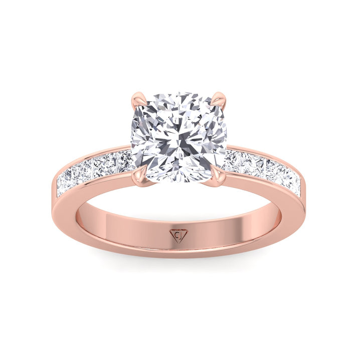 Rose Gold Cushion Shape Diamond Engagement Ring