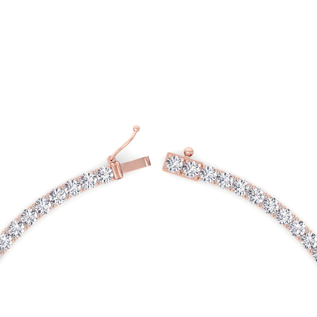 Non-Flip 4-Prong Natural Diamond Tennis Necklace - 14K Solid Gold