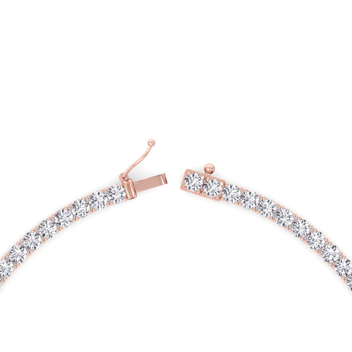 Non-Flip 4-Prong Natural Diamond Tennis Necklace - 14K Solid Gold