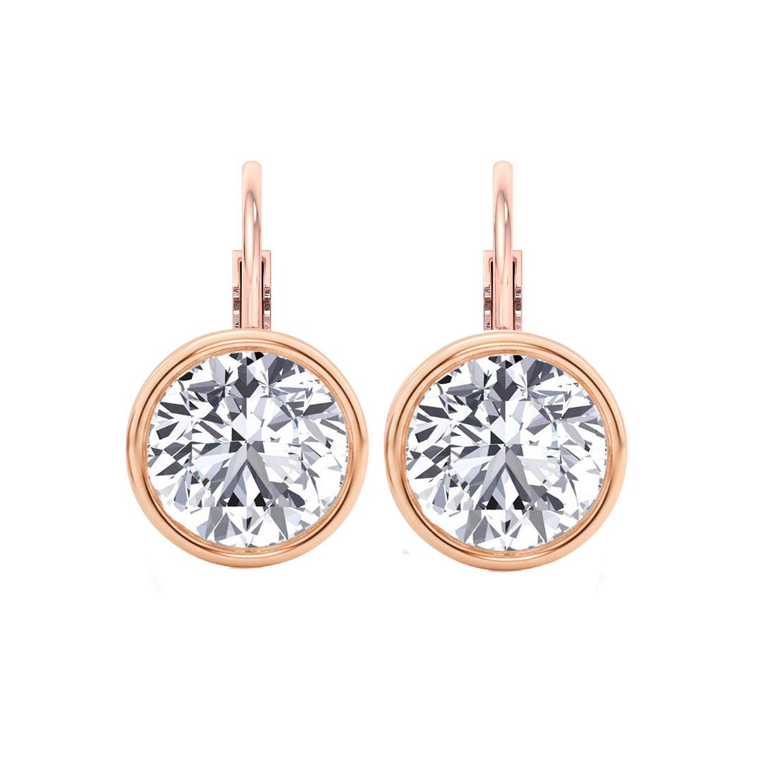 Round Shape Natural Diamond Dangle Earrings RG front view
