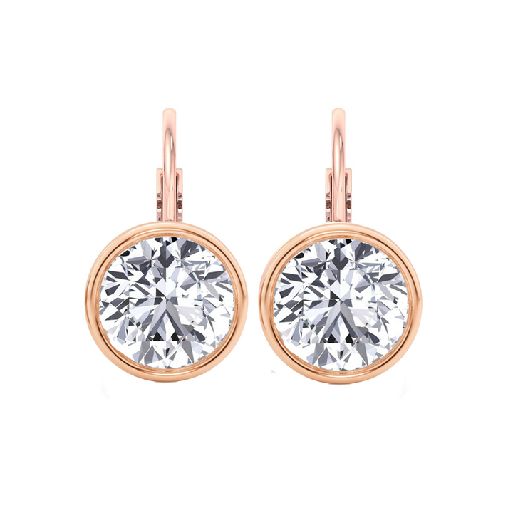 Round Shape Natural Diamond Dangle Earrings RG front view
