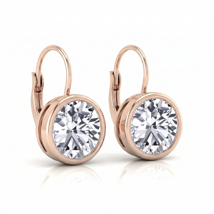 Round Shape Natural Diamond Dangle Earrings RG side view