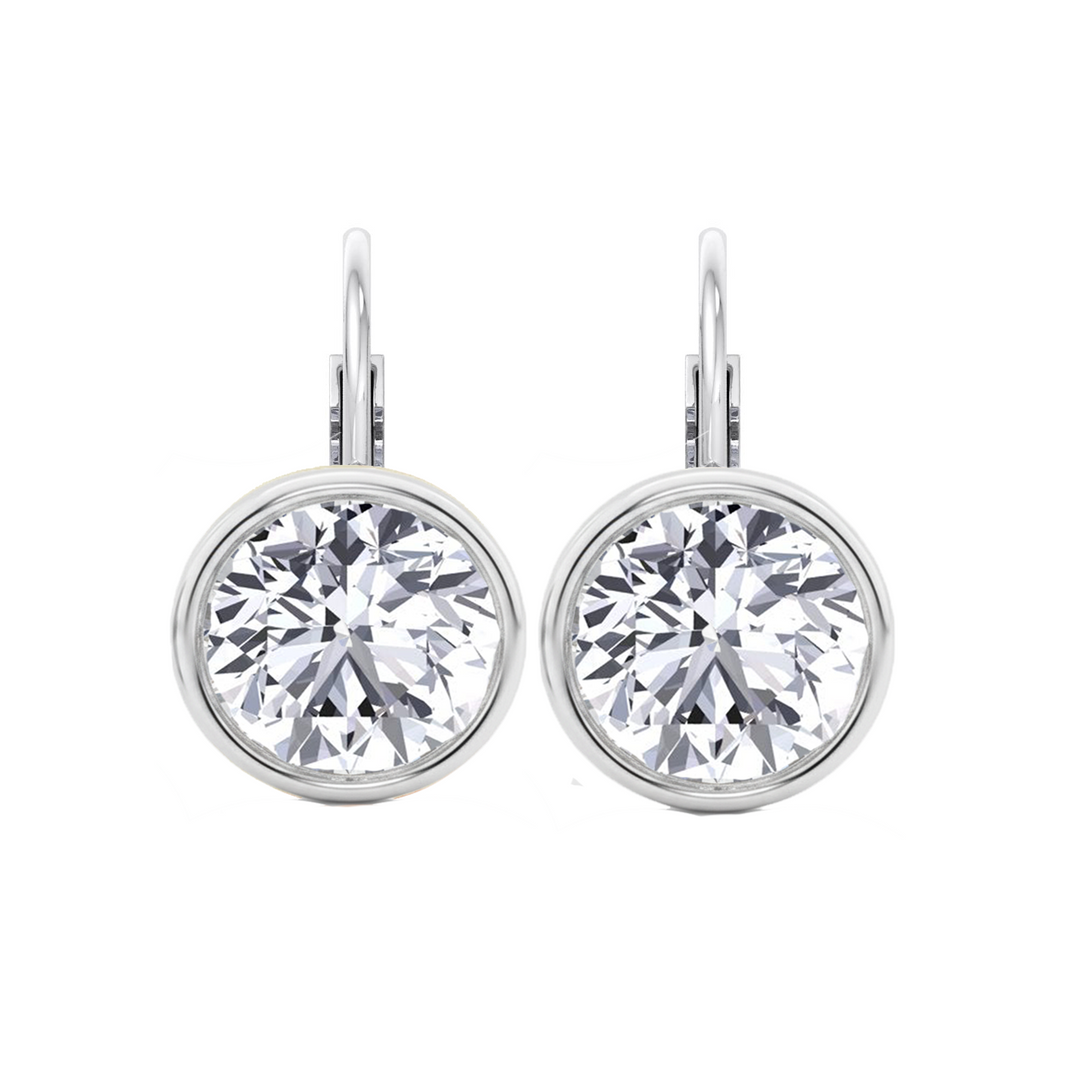 Round Shape Natural Diamond Dangle Earrings WG 2