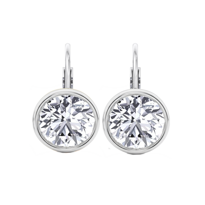 Round Shape Natural Diamond Dangle Earrings WG 2