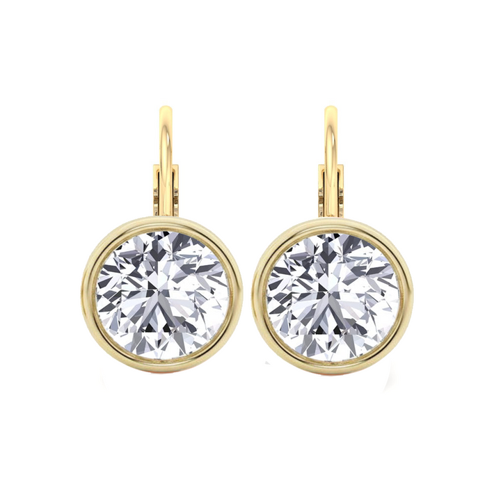 Round Shape Natural Diamond Dangle Earrings YG front view