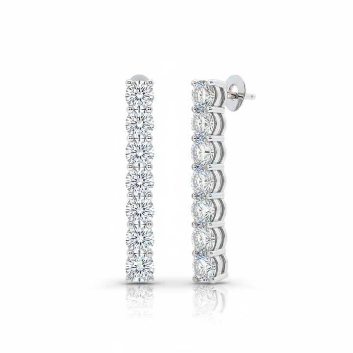 Round Cut Natural Diamond Tennis Earrings White Gold