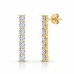 Round Cut Natural Diamond Tennis Earrings Yellow Gold