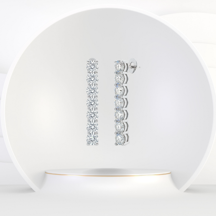 Round Cut Natural Diamond Tennis Earrings