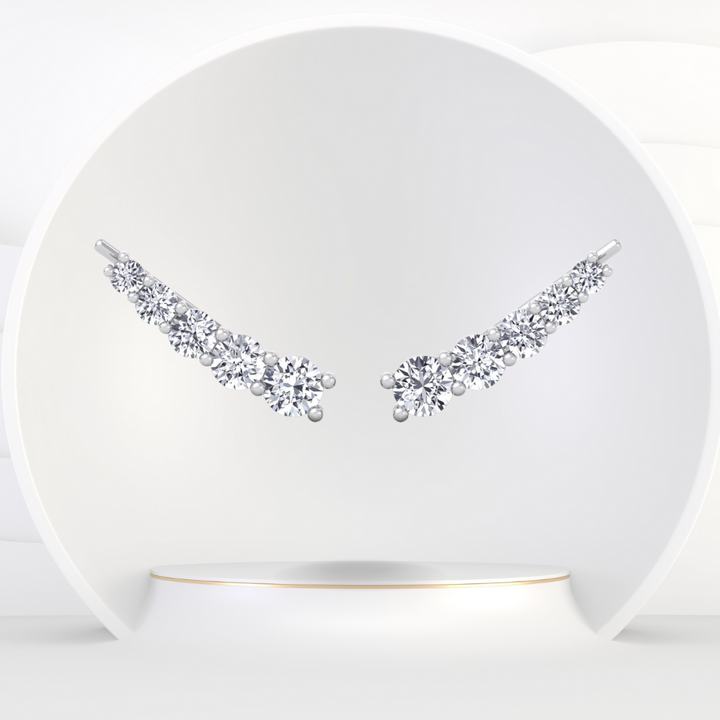 Graduated Round Shape Natural Diamond Cuff Earrings