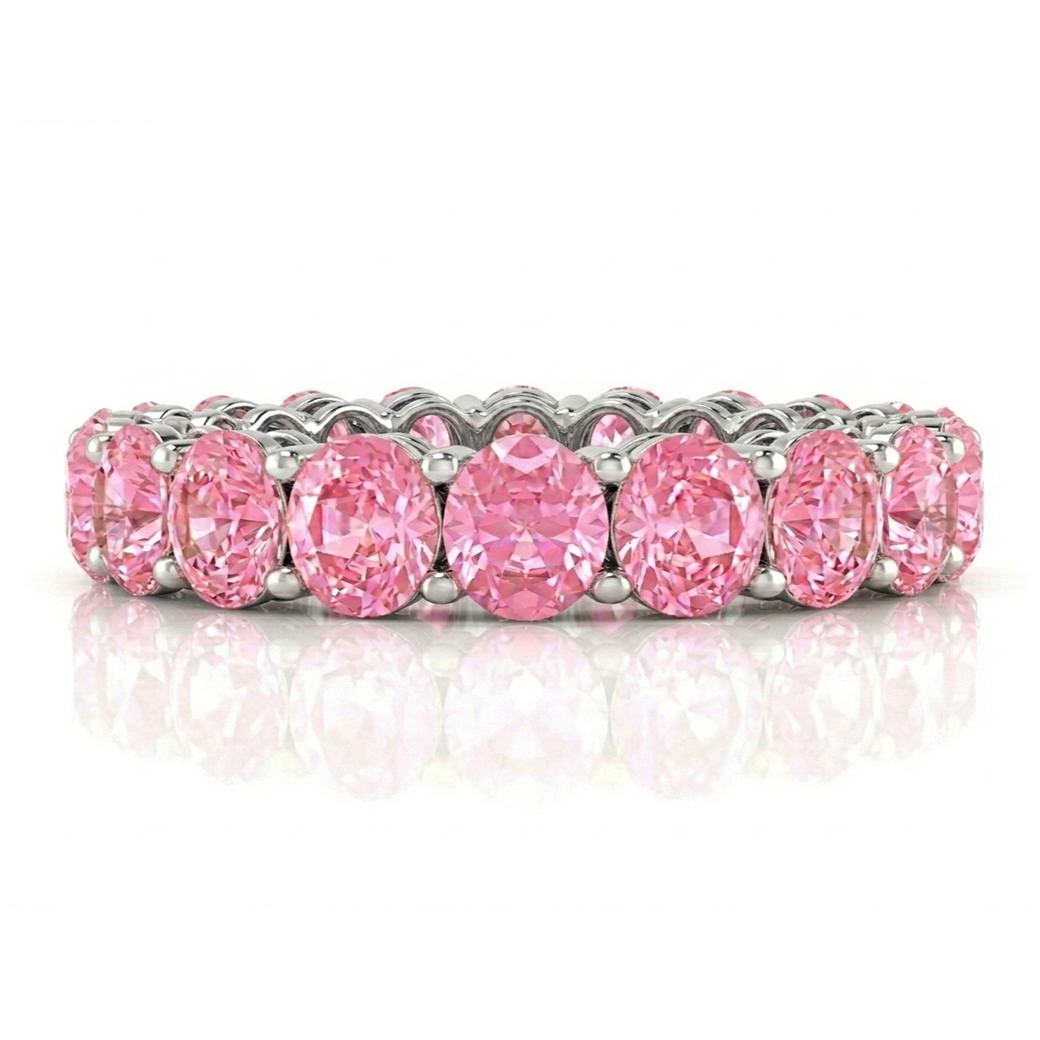 Round Shape Pink Sapphire Eternity Band WG 2