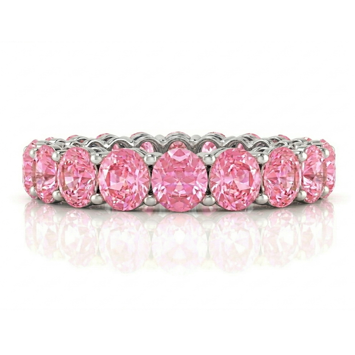Round Shape Pink Sapphire Eternity Band WG 2