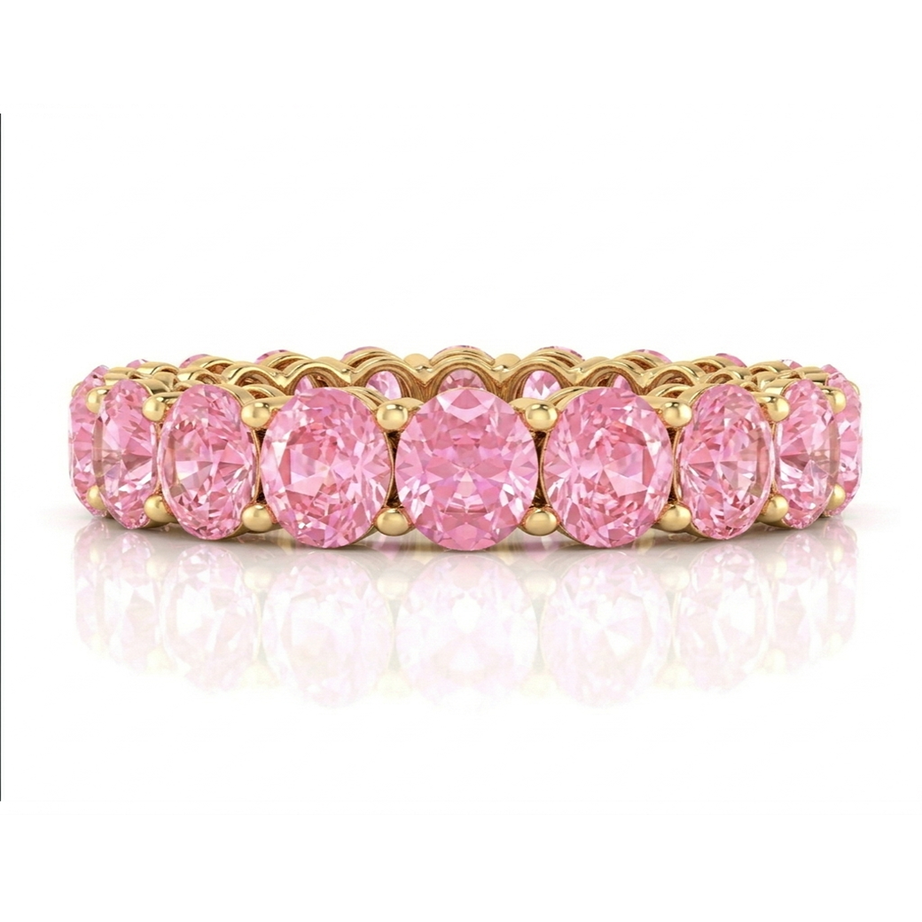 Round Shape Pink Sapphire Eternity Band YG 