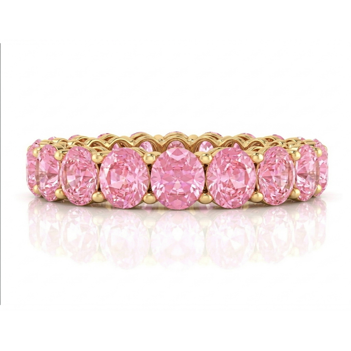 Round Shape Pink Sapphire Eternity Band YG 