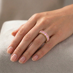 Round Shape Pink Sapphire Eternity Band YG lifestyle