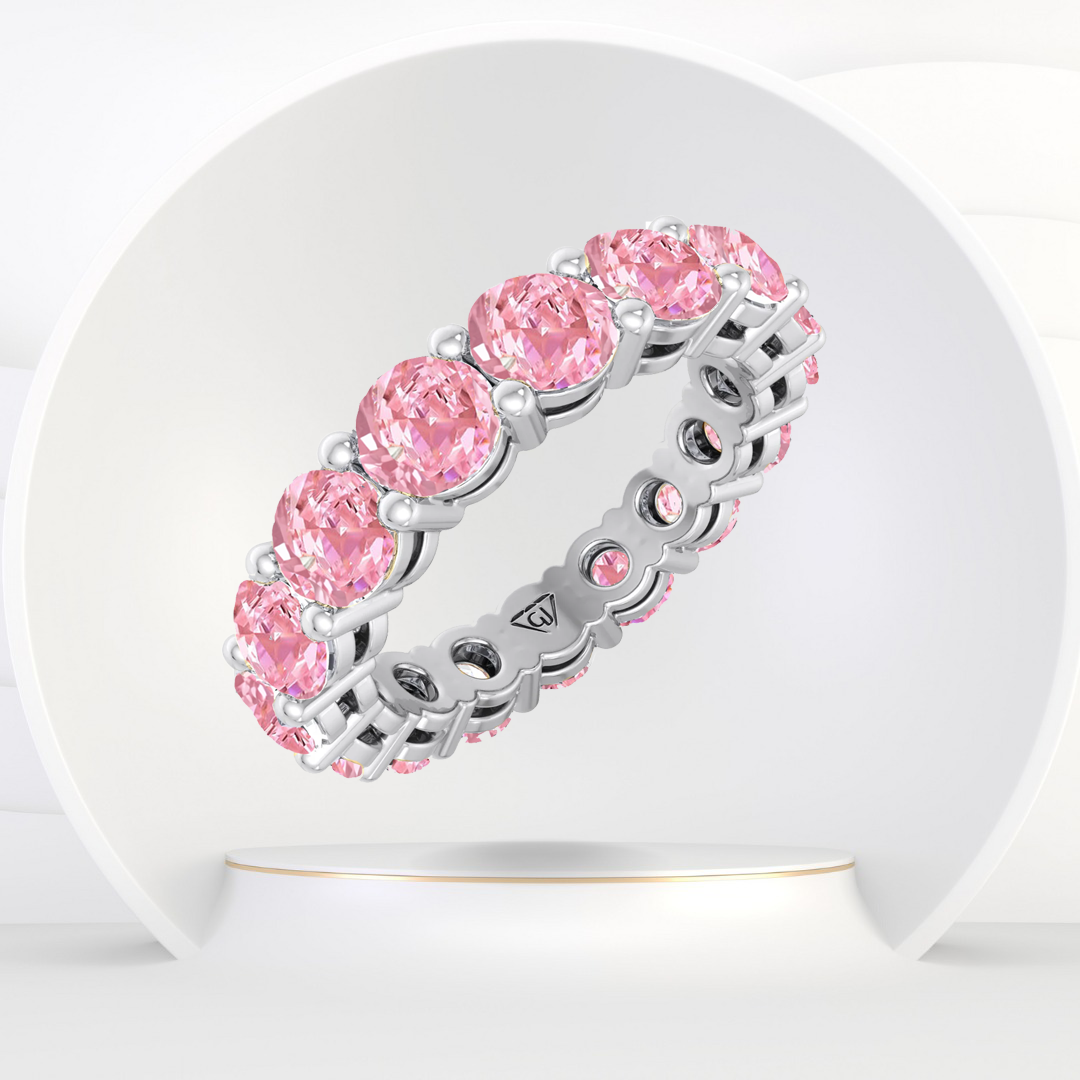 Round Shape Pink Sapphire Eternity Band