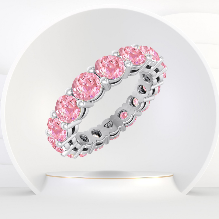 Round Shape Pink Sapphire Eternity Band